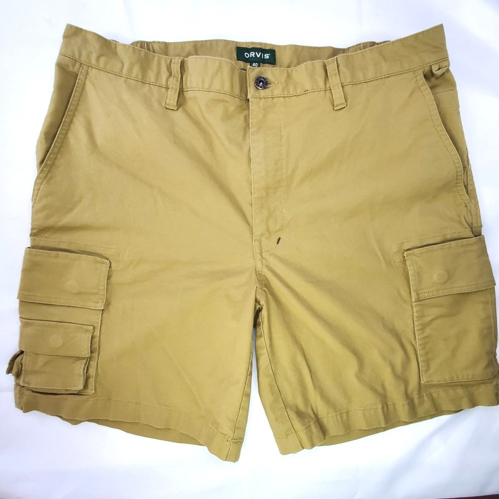 Orvis Shorts Mens 40 Brown Tech Cargo Performance Outdoor Nylon Stretch Waist